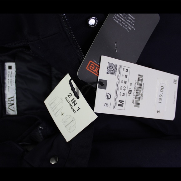 Hardly worn Zara Men’s Wool Blend 2 in One Parka Jacket Navy Blue M - Picture 14 of 14